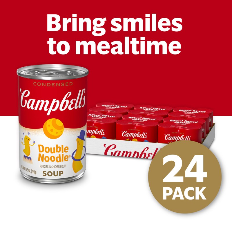 Campbell’s Condensed Kids Double Noodle Soup, 10.5 oz Can (24