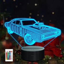 Gifts for Car Lovers, Cool Muscle Car LED Night Light for Kids Bedroom Decors, 16 Color Changing Remote Birthday Xmas Amazing Present Idea for Men Boys