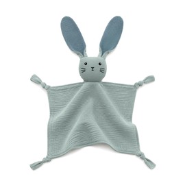 Sage Green Organic Cotton Muslin Bunny Lovey Security Blanket 11" x 11"