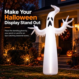 Inflatable Halloween Ghost for Yard & Garden – Large Standing PVC Decoration for Outdoor Parties, Lawn & Porch Displays