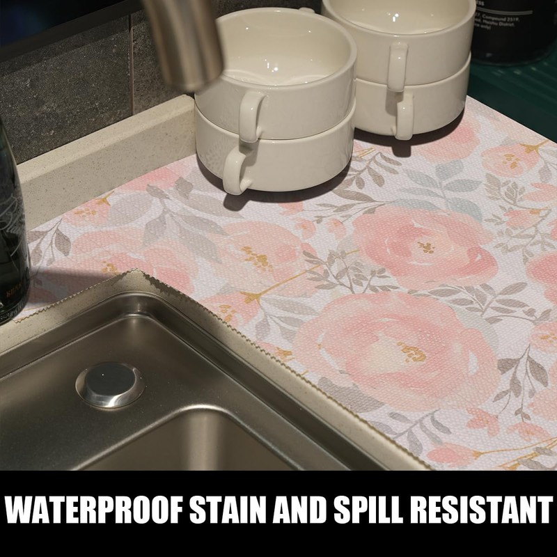 Amiitay Peony Shelf and Drawer Liner for Kitchen,Non-Adhesive and Strong