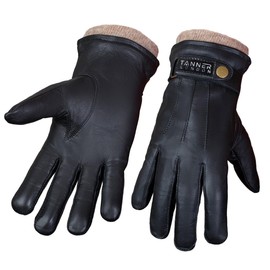 Tanner london Full Grain Leather Gloves, Thermal Lined, Black, Driving Winter Warm, Unisex, Touch Screen, Gift Box, Black, Extra Large