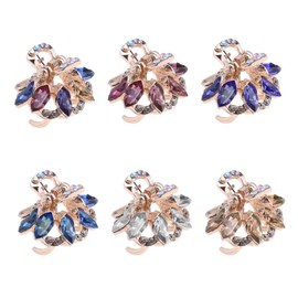ECSiNG 6pcs Small Vintage Metal Rhinestone Hair Claw Clips - Women's DIY Accessory Fashion Headwear - Colorful Non-slip Jaw Clips