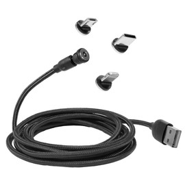 BoxWave Cable Compatible with Elikliv EDM9 Pro Digital Microscope (7 in) - MagnetoSnap AllCharge Cable, Magnet Charging Cable USB Type-C Micro USB - Jet Black