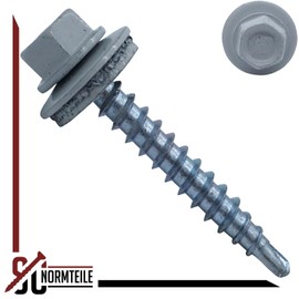 SC5164 Trapezoidal Sheet Metal Screws with EPDM Sealing Washer, 4.8 x 20/15, RAL 7035, Light Grey, Hexagonal, Head Painted, Self-Tapping, Pack of 100