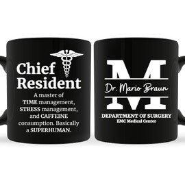 WishEver Chief Resident 2Side Mug 11oz Black -Superhuman - Chief Resident Gifts For Doctors Residency Scrub