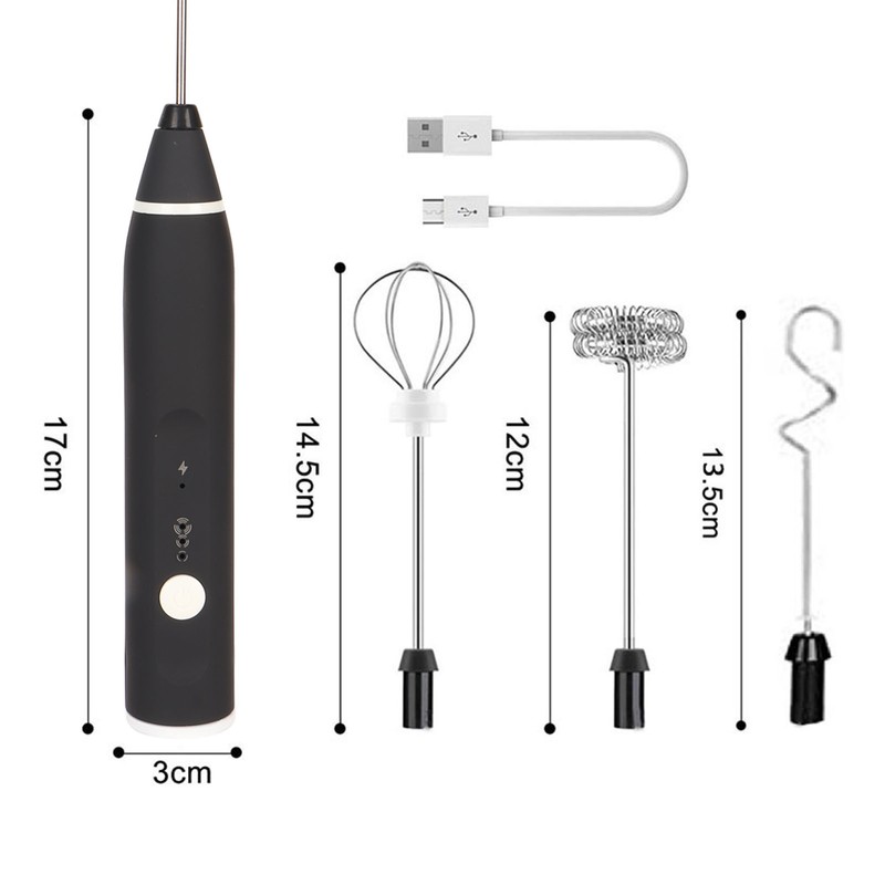 Rechargeable Milk Frother 304 Stainless Steel Handheld Foam Maker Cordless