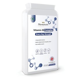 Pharmanostix Vitamin B Complex, 120 Vegan Capsules, Minimum 100 NRV Daily Supplement, Includes Essential Multi B-Vitamins B1, B2, B3, B5, B6, B12, Biotin, Folic Acid & PABA