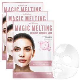 Bio Radiant Hydrogel Collagen Face Mask – Firming & Hydrating Overnight Sheet For Dry Skin & Fine Lines – Dermatologist Tested, Anti-Aging, Korean Skin Care, Clean Beauty, Non-GMO – Pack of 6