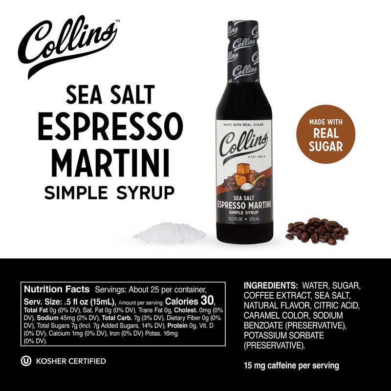 Collins Sea Salt Espresso Martini Syrup - Martini Mix Espresso
