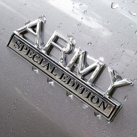 YQCQWL 2Pack Army Special Edition Car Emblem with 4 Adhesives, 3D Badge Decal for Trucks, Metal Stickers Replacement Compatible with Universal Vehicle, Army Veteran Gifts for Men (Silver & Black)