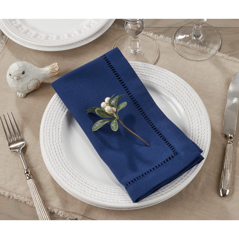 SARO LIFESTYLE 6306.NB20S Rochester Collection Dinner Napkin with Hemstitched Border
