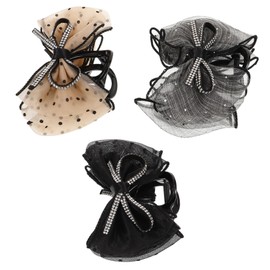 Healeved 3Pcs Bowknot Claw Clips for Women Hair Clips for Thin Thick Hair Elegant Design with Mesh for Weddings Birthdays and Special Occasions