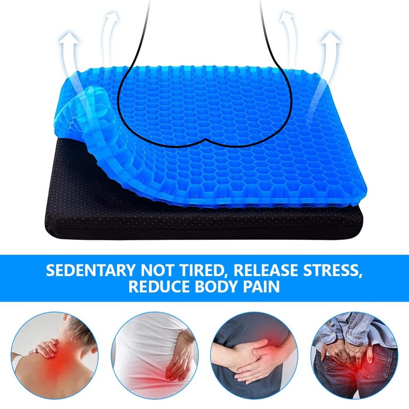 JOAASU Gel Seat Cushion, Double Thick Honeycomb Cushion with Cloth