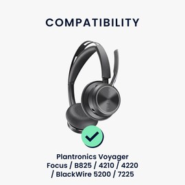 kwmobile 2 x ear pads compatible with Plantronics Voyager Focus / B825 / 4210 / 4220 / BlackWire 5200/7225 padding - faux leather headphone pads for over ear headphones