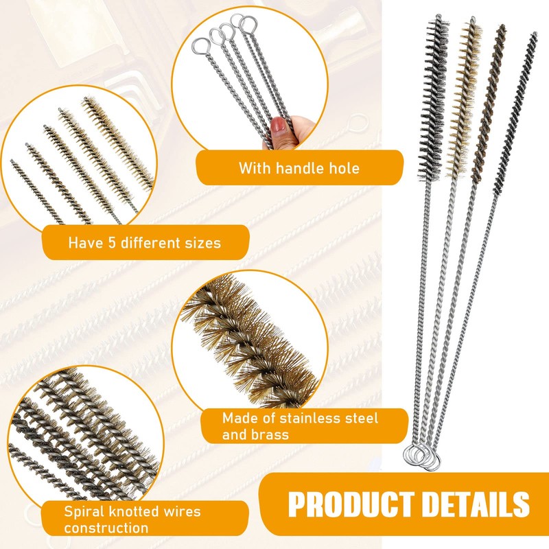20 Pcs Wire Tube Brushes Bulk for Cleaning Pipe Tube