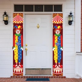 HAKOTOM Clown Door Banner Carnival Decoration Door Banner Fancy Dress Party Decoration for Hanging Circus Door Porch Carnival Hanging Banner 30 x 182 cm for Indoor Outdoor Garden Carnival Party