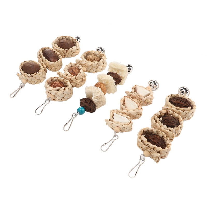 5PCS Parrot Cuttlebone Chew Toy Bite Resistant Corn Leaf Nuts