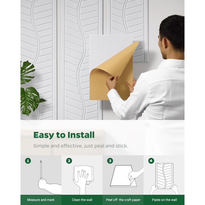 Topnaca Acoustic Panels for Walls, Ceilings & Doors, 6 Pack