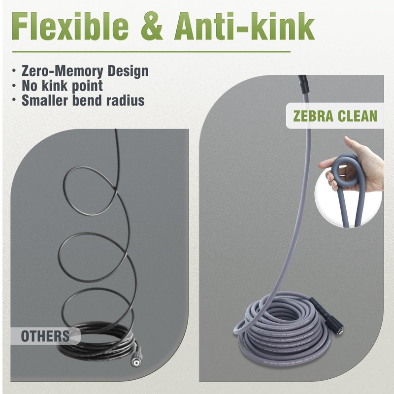 Pressure Washer Hose, 1/4" x 25 FT Flexible Power Pressure