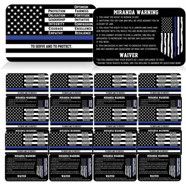 YRUKOMU 18 Pcs Police Academy Graduation Gifts Metal Miranda Warning Wallet Cards Bulk, Bend-Resistant Dual-Sided Aluminum Cards with Thin Blue Line American Flag Design, Law Enforcement Officers Police Accessories, Gift Ready Bulk Set