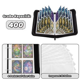 Scrapbook for Cards, Children's Card Holder, Holds 400 Cards, 50 Pages, Trading Card Album, Portable, Waterproof Card Binder Stapler, Gifts for Children