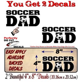 2 Soccer DAD 8'' Decals American Football Father Coach Goalie Field Goal Net Sports SUV Minivan Truck Vinyl Stickers (2 Decal Set - Soccer DAD)