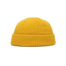 BIGTEDDY 1x Men Women Mini Fisherman Beanie Winter Spring Hat Soft Knitted Cap Fashion Light Yellow