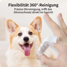 PCpetclear Petclear Finger Pads for Dogs & Cats, Disposable Cleaning Finger Cots for Ears, Chin & Eyes, Cleaning Wipes for Care & Hygiene, Pack of 50