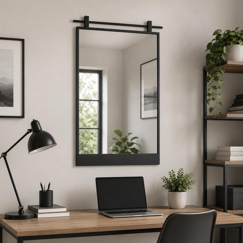 Black Farmhouse Bathroom Mirror - 16" x 24" Wall Mounted