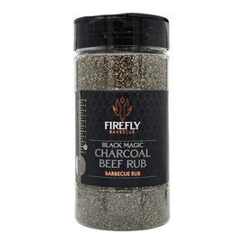 Firefly BBQ Black Magic Charcoal Beef Rub - Elevate Your Grilling Game! Unique Flavour Blend with Activated Charcoal for Perfect Bark & Delicious Meats - 300ml