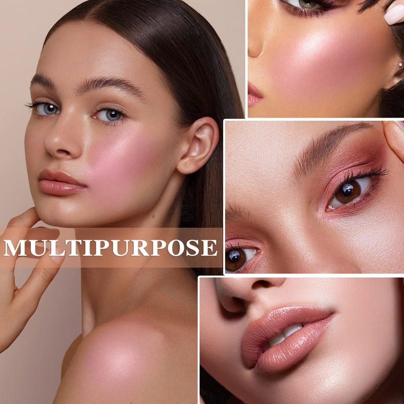 Cream Blush Stick with Brush,Waterproof Multi Cream Blush Stick Makeup,Lightweight,Long-lasting,Easy