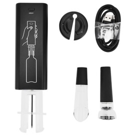 Electric Wine Opener Aluminum Alloy USB Charging Automatic Corkscrew Set with Foil Cutter for Party RestaurantBlack