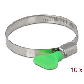 Delock Hose Clamp with Wing Nut 50-70 mm Pack of 10 Green
