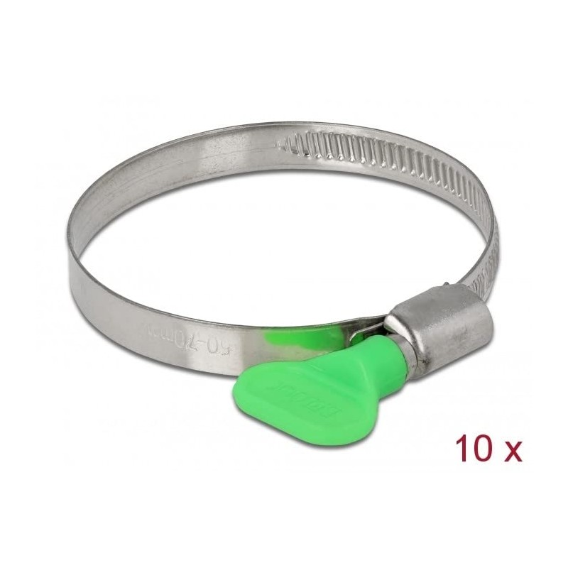 Delock Hose Clamp with Wing Nut 50-70 mm Pack of