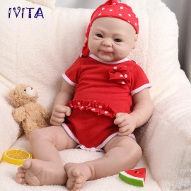 IVITA 12 to 20 inch Blue Eyes Girl Baby Lifelike Full Silicone Reborn Baby Doll - 20" (50cm), Girl Baby Doll