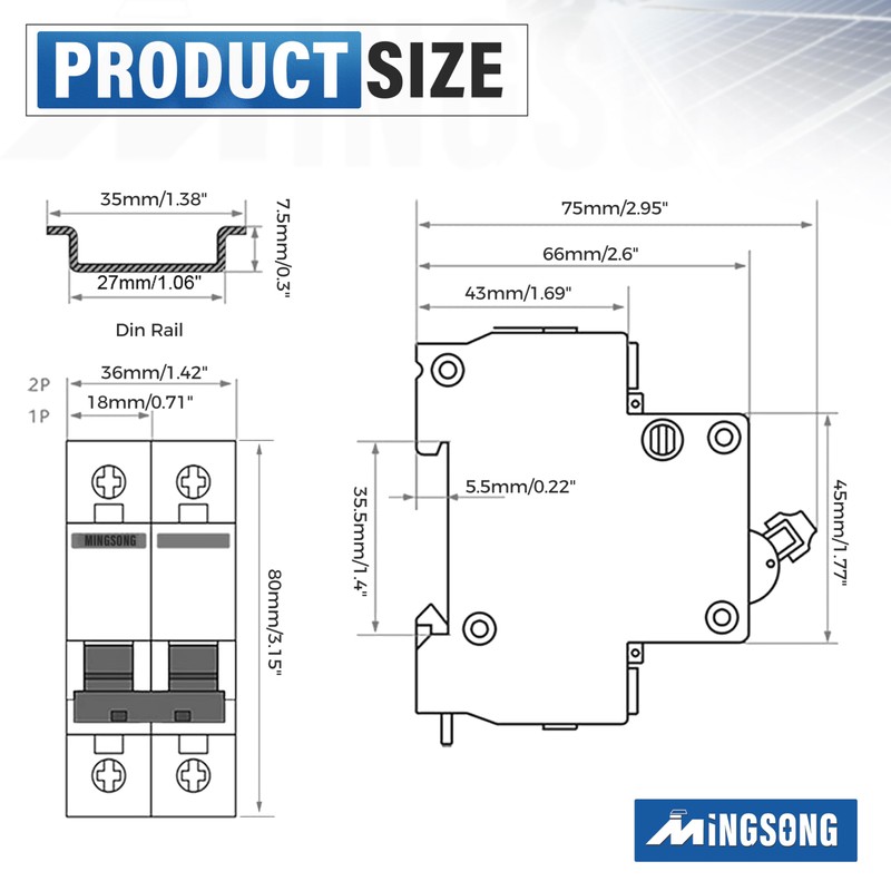 MINGSONG DC Solar Panels Disconnect Switch 25 Amp Solar Shut