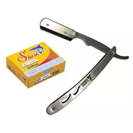 Classic Samurai  Classic Samurai CS-102 Stainles Straight Edge Barber Razor + 100 Shark Blades