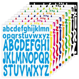 520pcs Letter Stickers, 10 Sheets 1inch Lowercase and 2inch Uppercase Letter Stickers Waterproof Vinyl Letter Decals for Scrapbooking Mailbox Poster Crafts (Colorful)