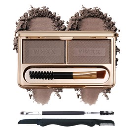 Eyebrow Powder Kit,2 Colors Dark Brown/Dark Coffee Eye Brow Powder Tinting Palette,Long-Lasting Waterproof Brow Filler Defined Natural Eyebrow Contour Mother's Makeup Gift with Brow Brush &Razor-03