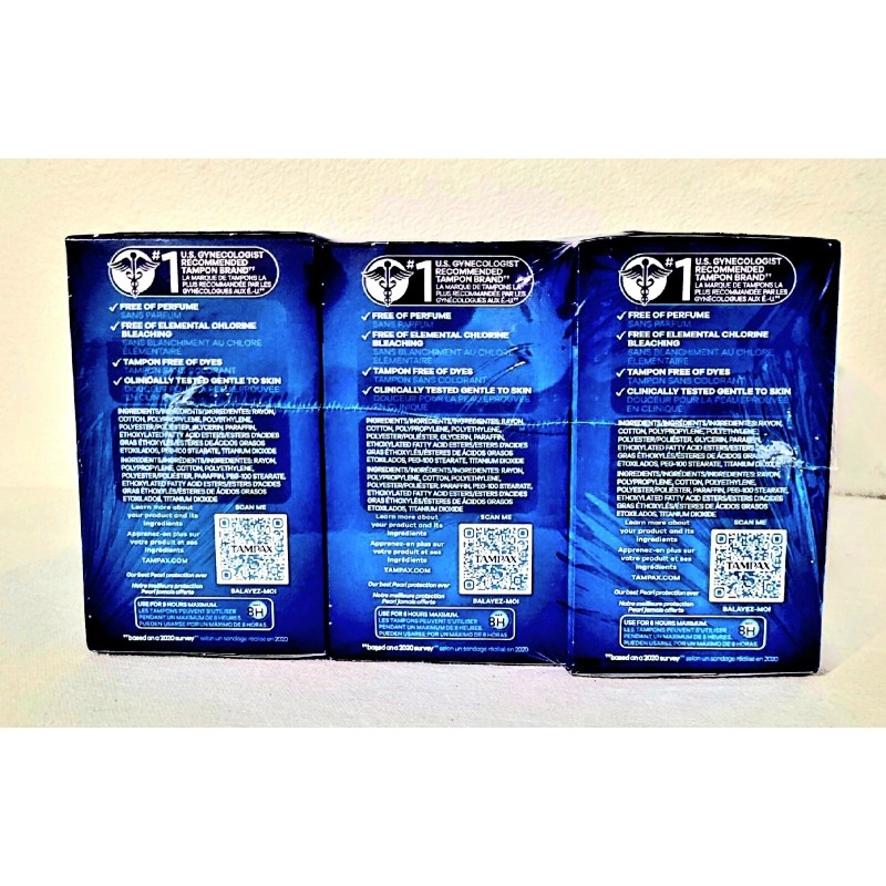 Tampax 3 Tampax Pearl, Tampons, Triple Pack, Super/Super Plus/Ultra Absorbency,34