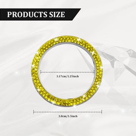 Car Bling Crystal Rhinestone Engine Start Decoration Ring, Sparkling Push Start Button Sticker, Key Ignition & Knob Ring Decoration, Bling Car Interior Accessories for Women (Yellow)