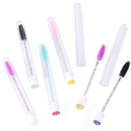 6PCS Eyelash Brushes Disposable Crystal Eyebrow Brush Spoolies for Eyelash Extensions with Case