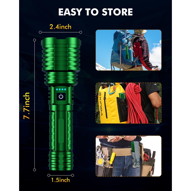 Super Bright Flashlight 5000.000 High Lumens, LED Rechargeable Flashlights Powered
