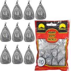 PRO FILSTAR Flat Ground Lead Fishing Set 10 x 40g - Lead Fishing with Swivel - Fishing Lead Set - Ground Fishing - Pear Lead - Lead Weight - Fishing Lead - Flat Fishing Weights - Lead Weights - Carp