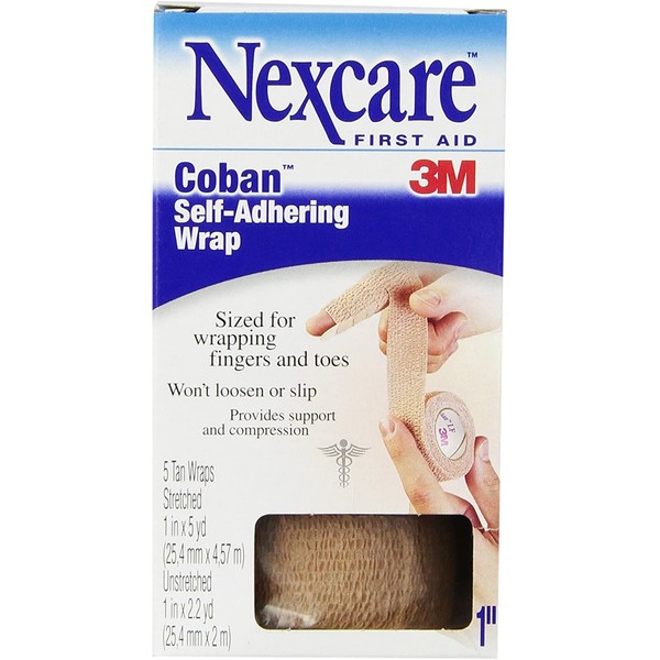 Nexcare Coban Self-Adherent Wrap, Tan, 1" X 5 Yd