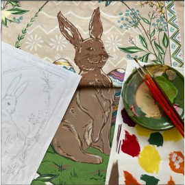 Beauvillé BEAUVILLE, LAPIN DE PAQUES (EASTER BUNNY) FRENCH KITCHEN / TEA TOWEL, NEW