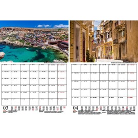 Reisezauber Malta Planner, DIN A4 Calendar for 2025, Far Countries, Holiday Dreams, Set: 1 x Calendar, 1 x Christmas Pendant, 1 x Greeting Tag (Total 3 Pieces)