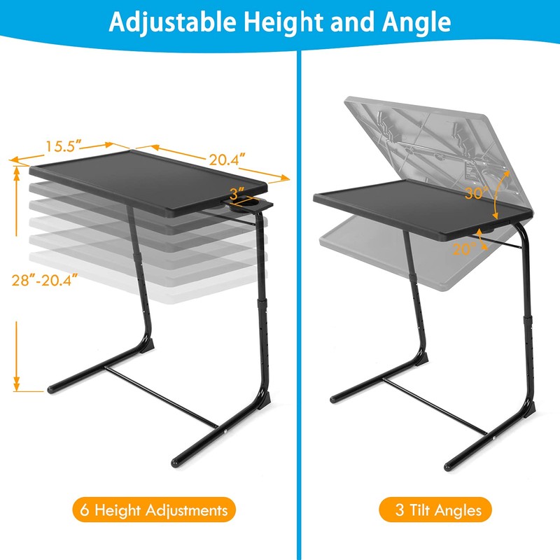 LORYERGO Multifunctional TV Tray Table - [2 Packs] Adjustable TV