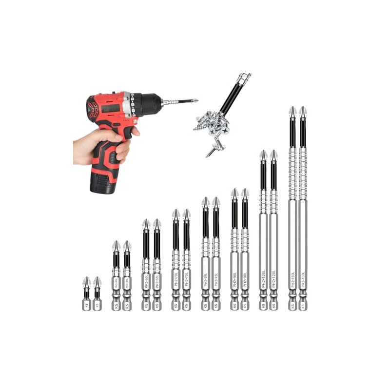 18-Pack K5 Impact Resistant Non Slip Bit, High Magnetic Screwdriver
